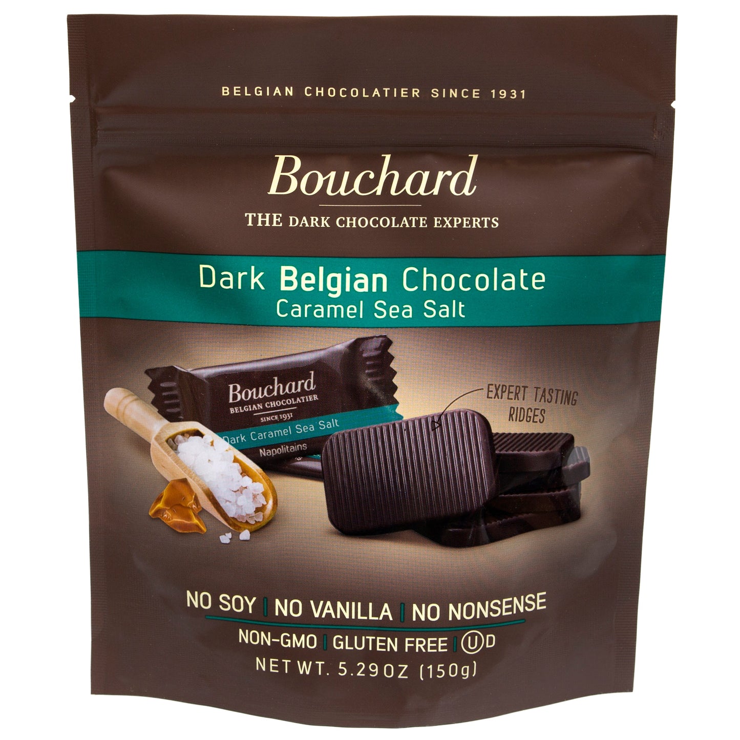 Belgian Dark Chocolate Caramel Sea Salt Napolitains 5.29 OZ (150g) (4 Pack)