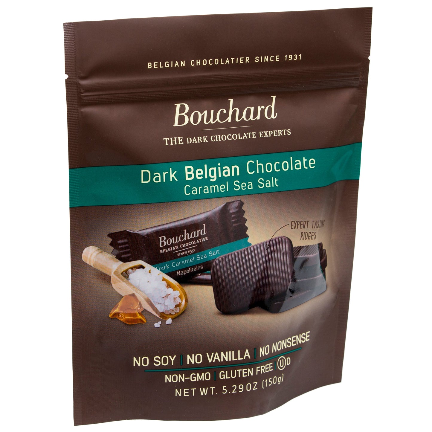 Belgian Dark Chocolate Caramel Sea Salt Napolitains 5.29 OZ (150g) (4 Pack)