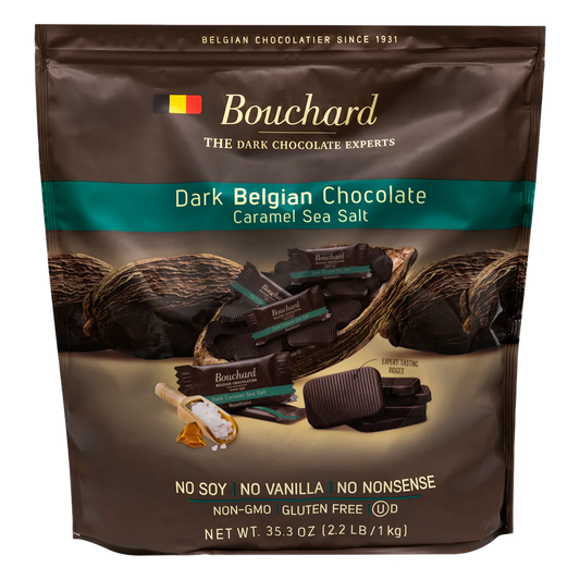Bouchard Belgian dark chocolate 72% with caramel sea salt 1KG - Belgian Chocolate