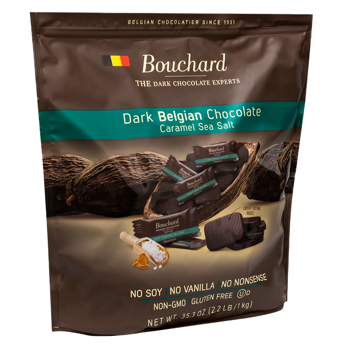 LOCAL PICKUP - Belgian Dark Chocolate Caramel Sea Salt Napolitains 35.3 OZ (2.2 LB/1KG)