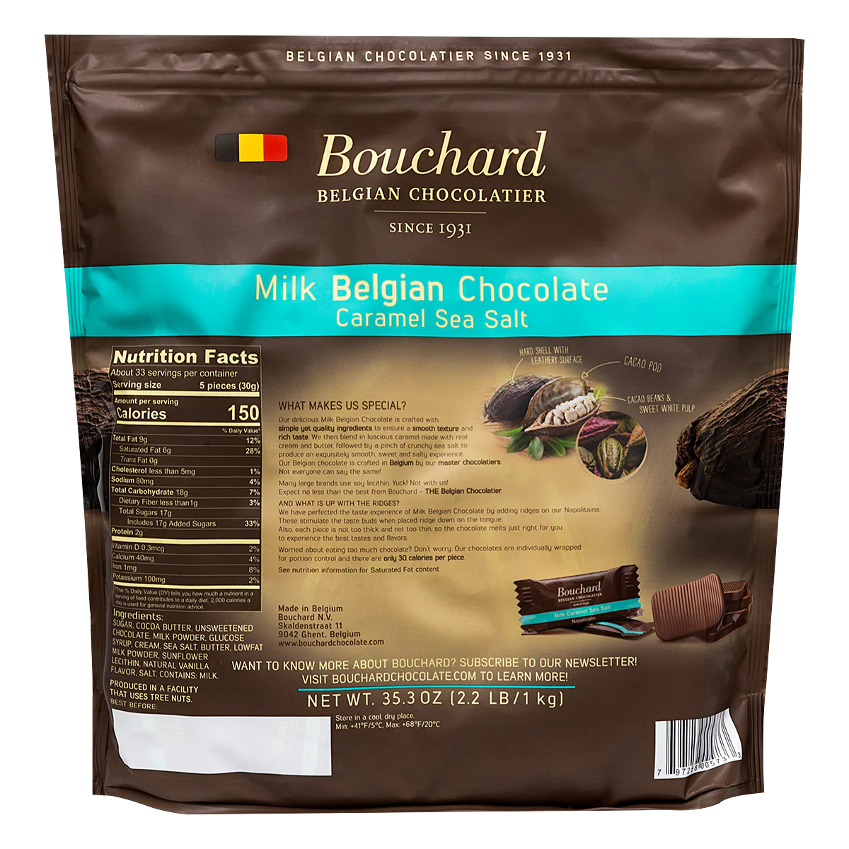 LOCAL PICKUP - Belgian Milk Chocolate Caramel Sea Salt Napolitains 35.3 OZ (2.2 LB/1KG)