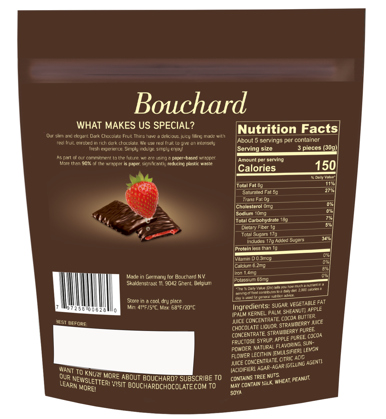 LOCAL PICKUP - Dark Chocolate Strawberry Thins - 5.3 OZ (.3 LB/150g)