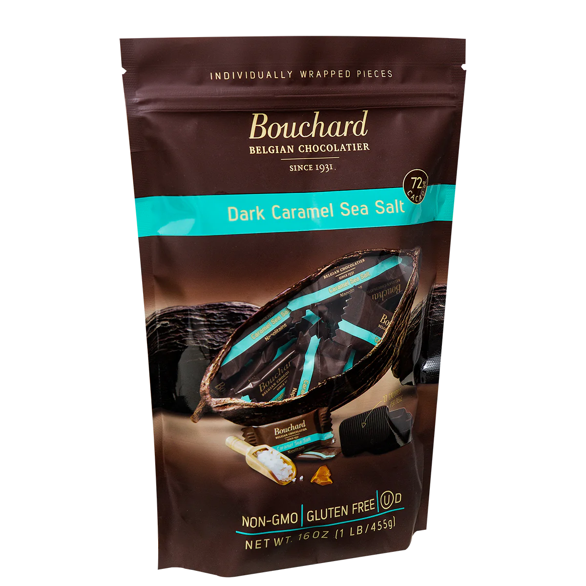 Bouchard Dark Belgian Chocolate with Carmel Sea Salt (16oz)