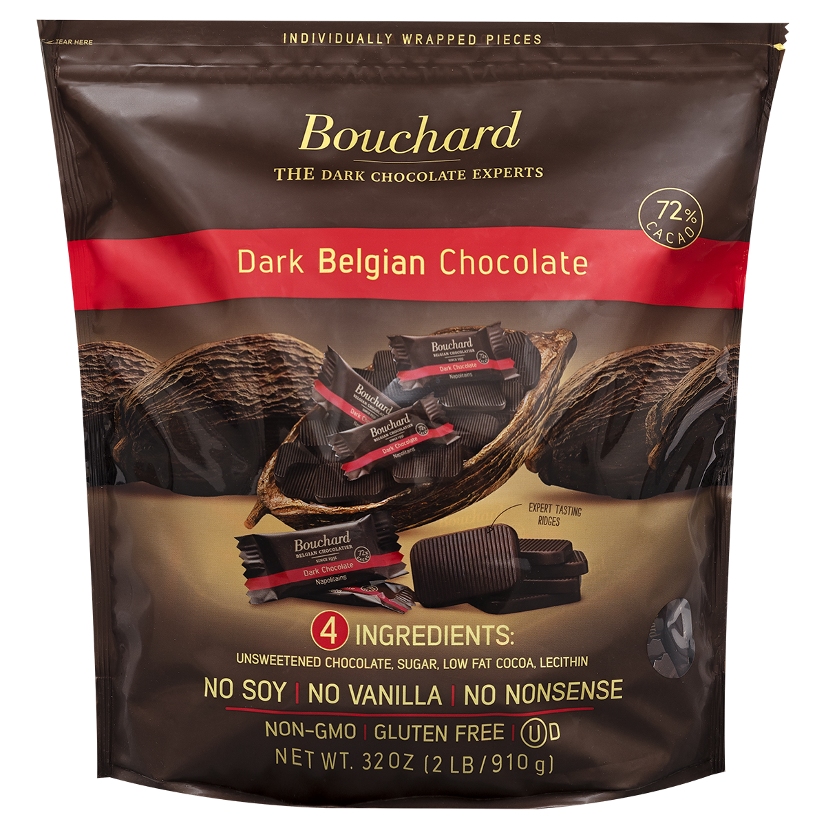 Belgian Dark Chocolate Napolitains (72% Cacao) 32 OZ (2 LB/910g)