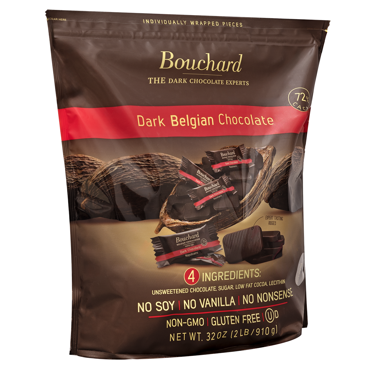 Belgian Dark Chocolate Napolitains (72% Cacao) 32 OZ (2 LB/910g)