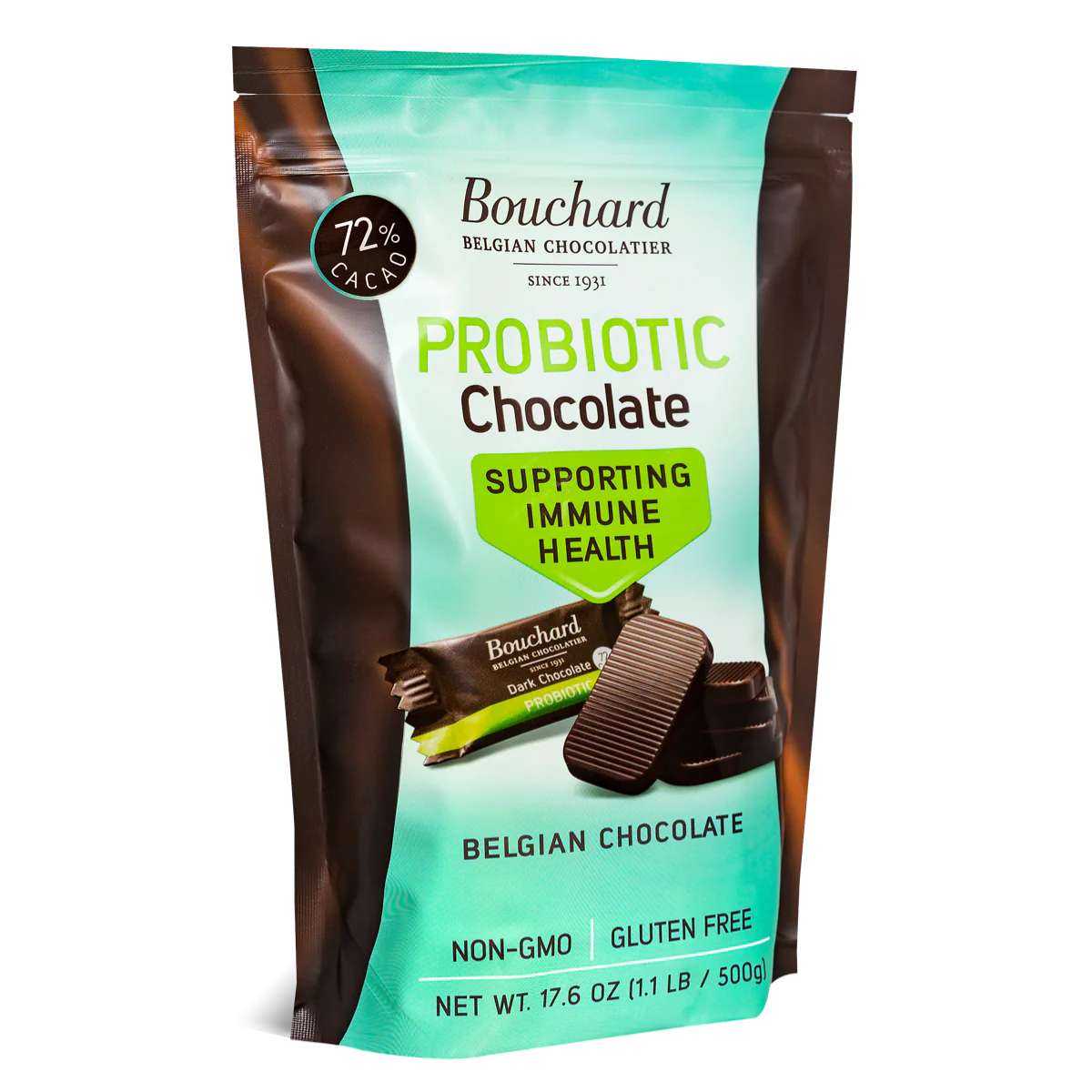 Probiotic Belgian Dark Chocolate Napolitains (72% Cacao) 17.6 OZ (1.1 LB/500g)