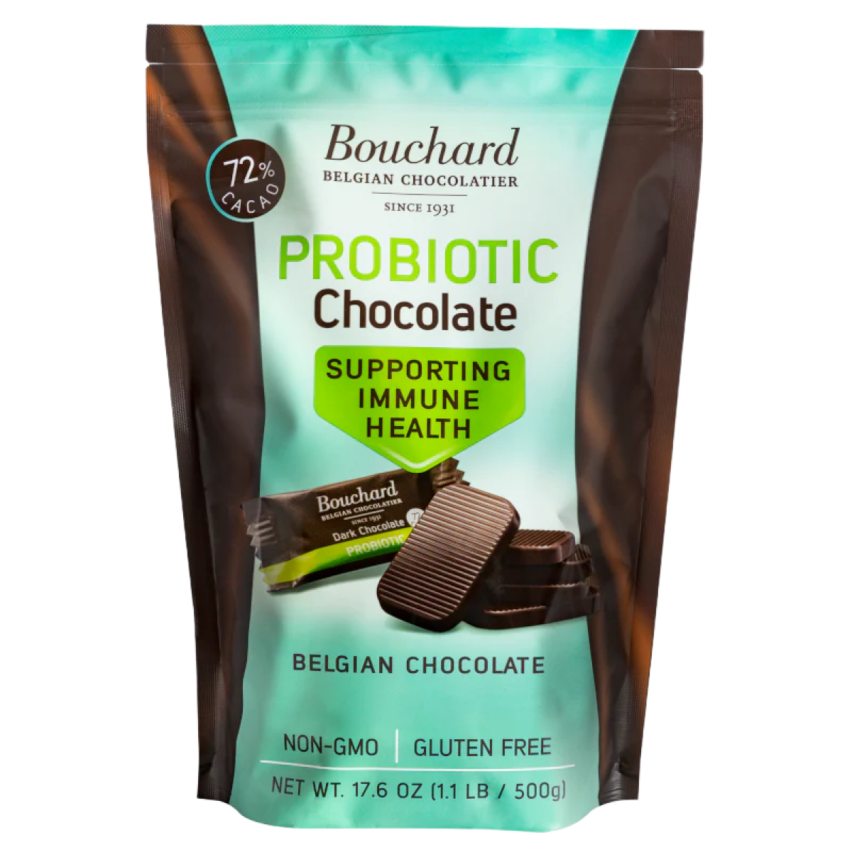 Probiotic Belgian Dark Chocolate Napolitains (72% Cacao) 17.6 OZ (1.1 LB/500g)