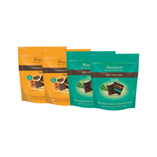 4-pack Bouchard Dark Chocolate Caramel Thins and Mint Thins (5.3oz)