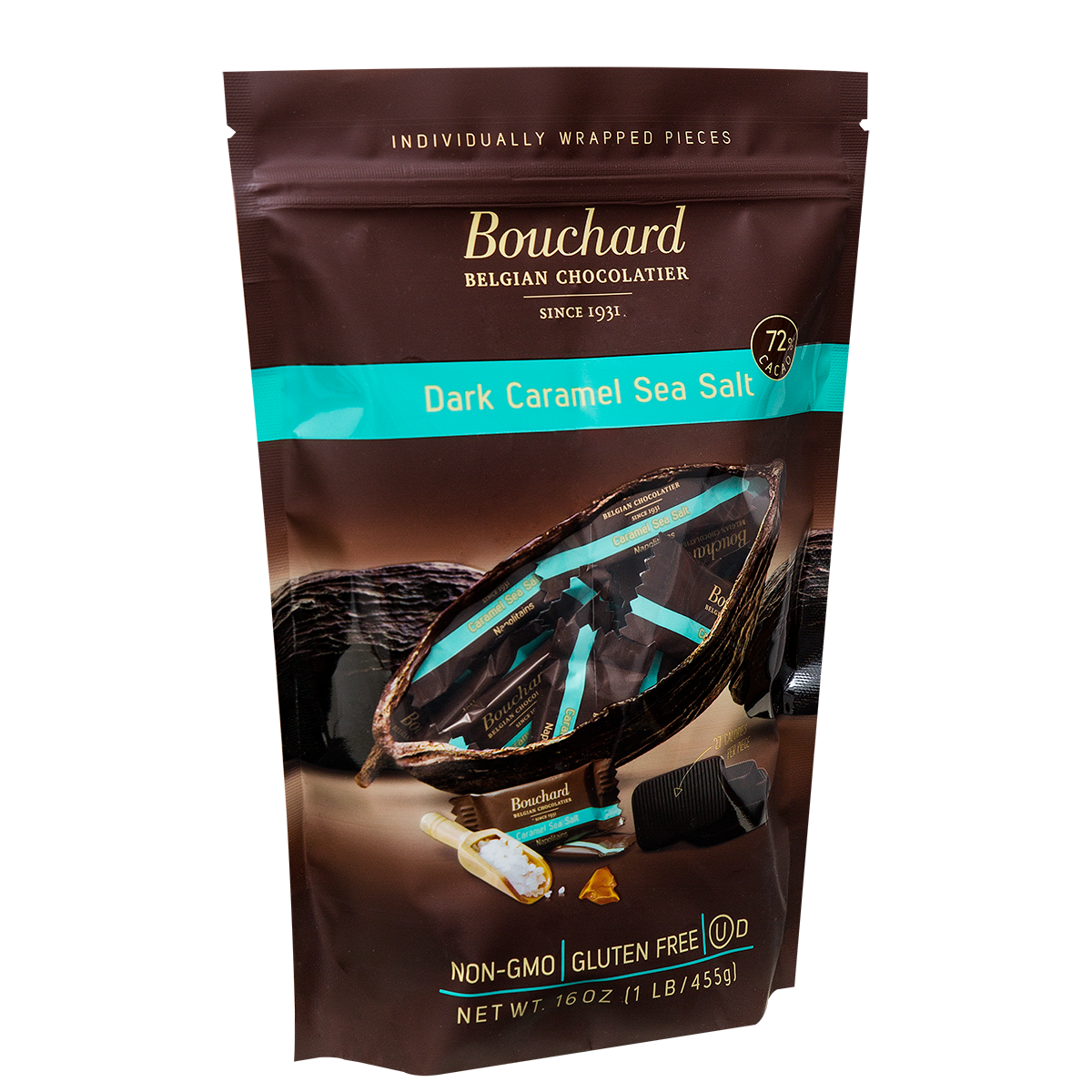 Belgian Dark Chocolate Caramel Sea Salt Napolitains 16 OZ (1 LB/455g)