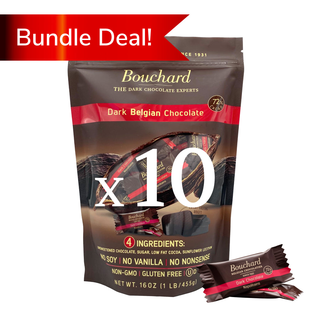 1 LB Belgian 72% Dark Chocolate Napolitains (10 Pack)