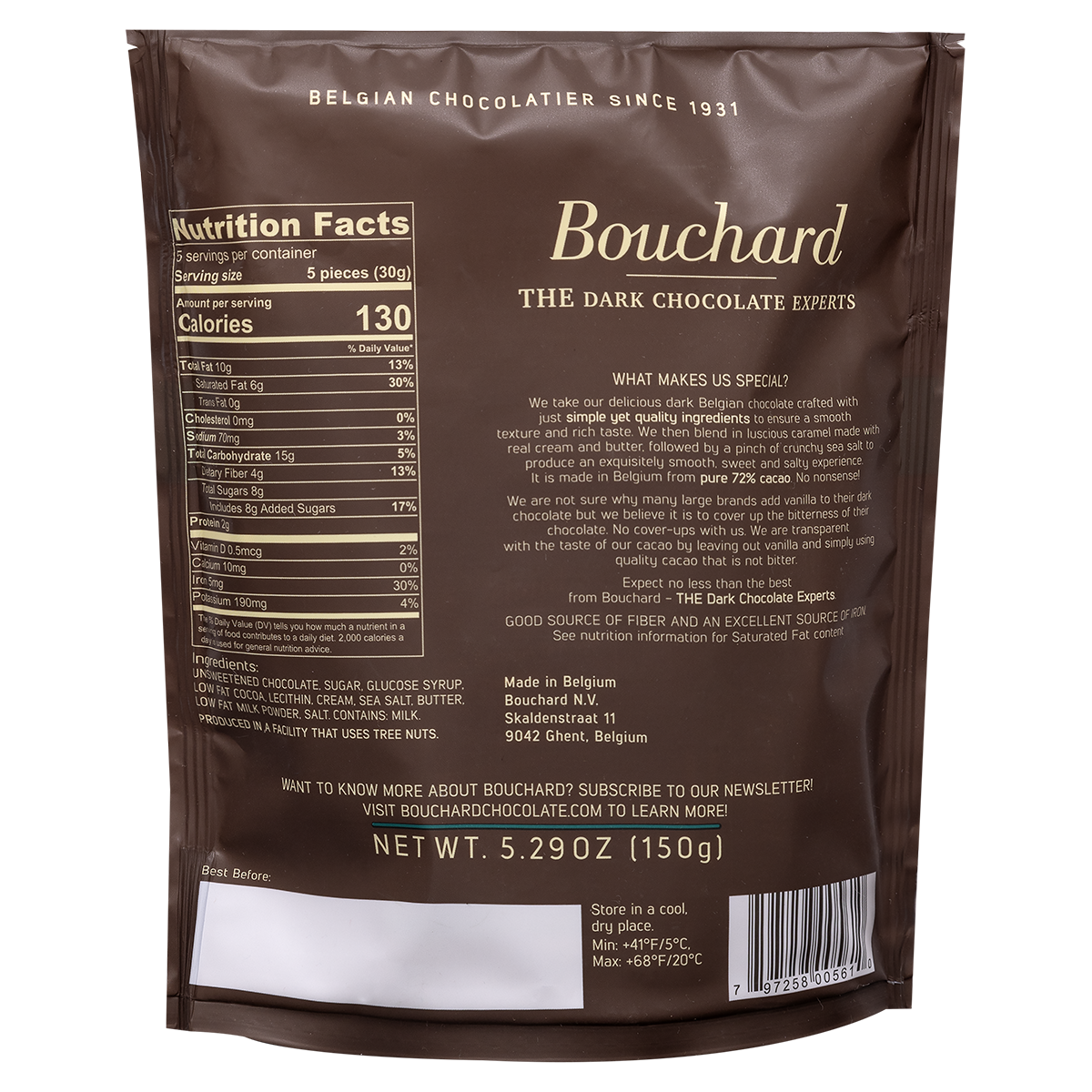 LOCAL PICKUP - Belgian Dark Chocolate Caramel Sea Salt Napolitains 5.29 OZ (150g)