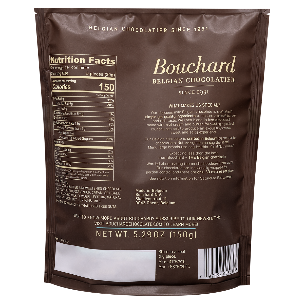 Belgian Milk Chocolate Caramel Sea Salt Napolitains 5.29 OZ (150g)