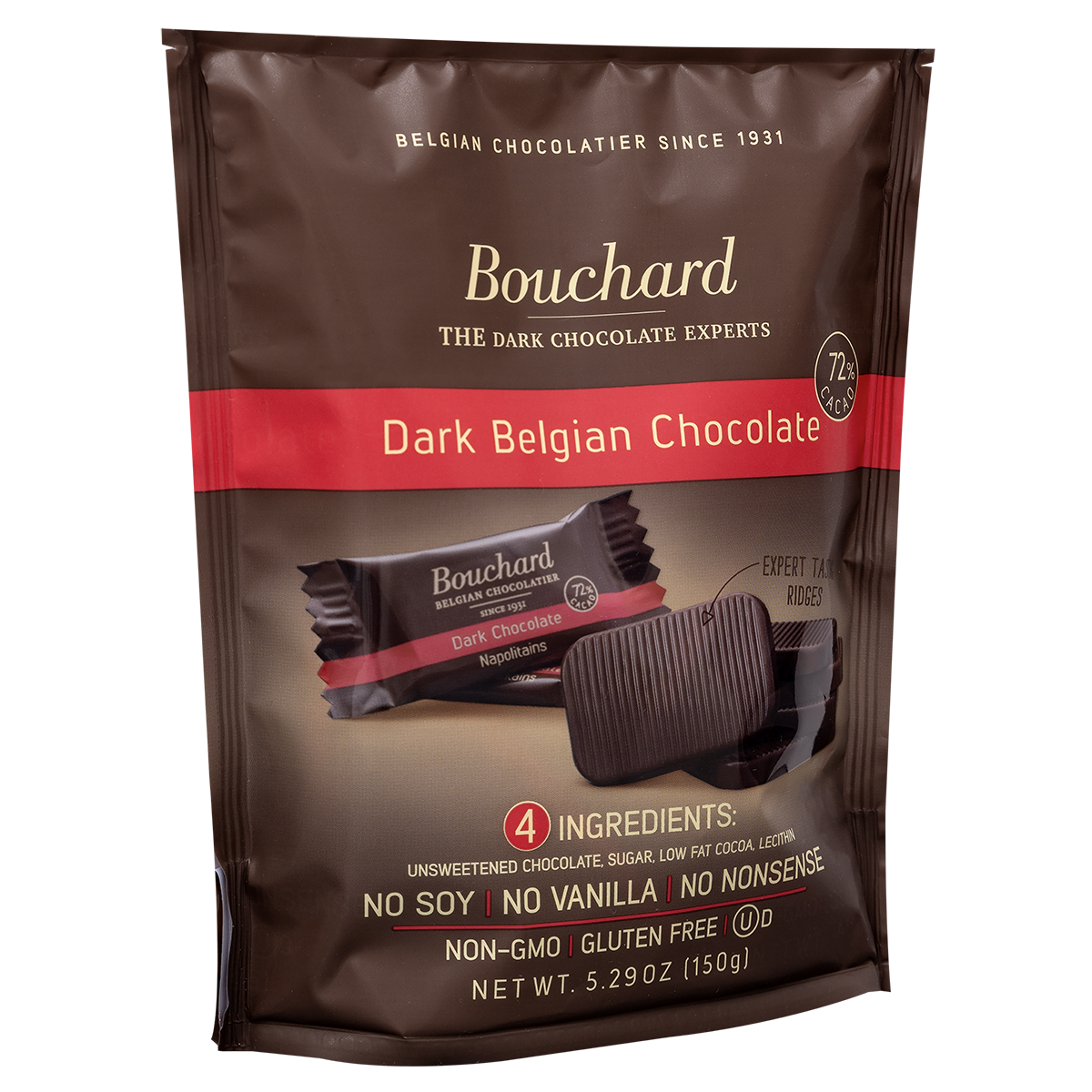 Belgian Dark Chocolate Napolitains (72% Cacao) 5.29 OZ (150g