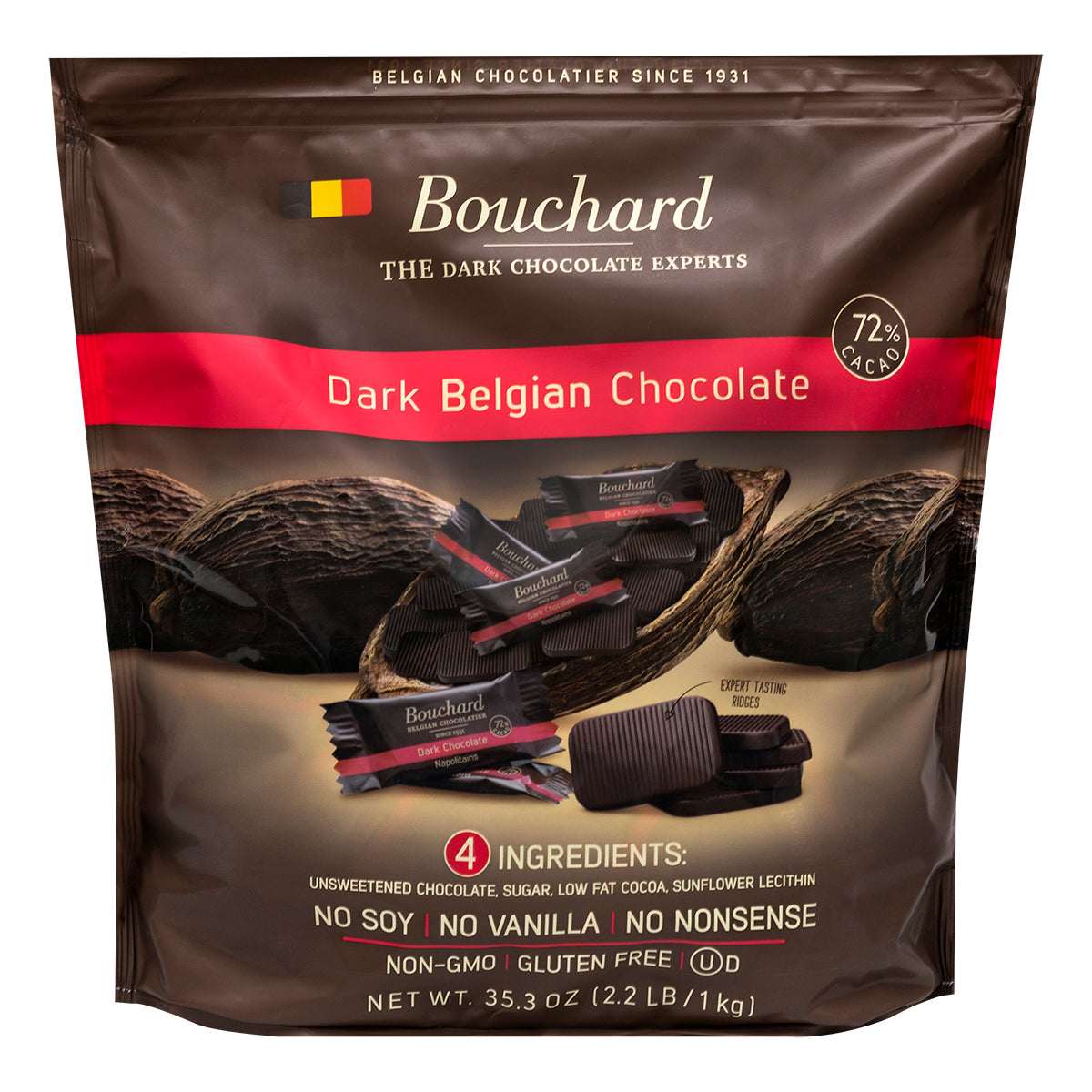 Belgian Dark Chocolate Napolitains (72% Cacao) 35.3 OZ (2.2 LB/1KG)