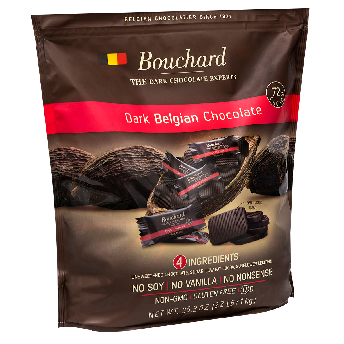 Belgian Dark Chocolate Napolitains (72% Cacao) 35.3 OZ (2.2 LB/1KG)