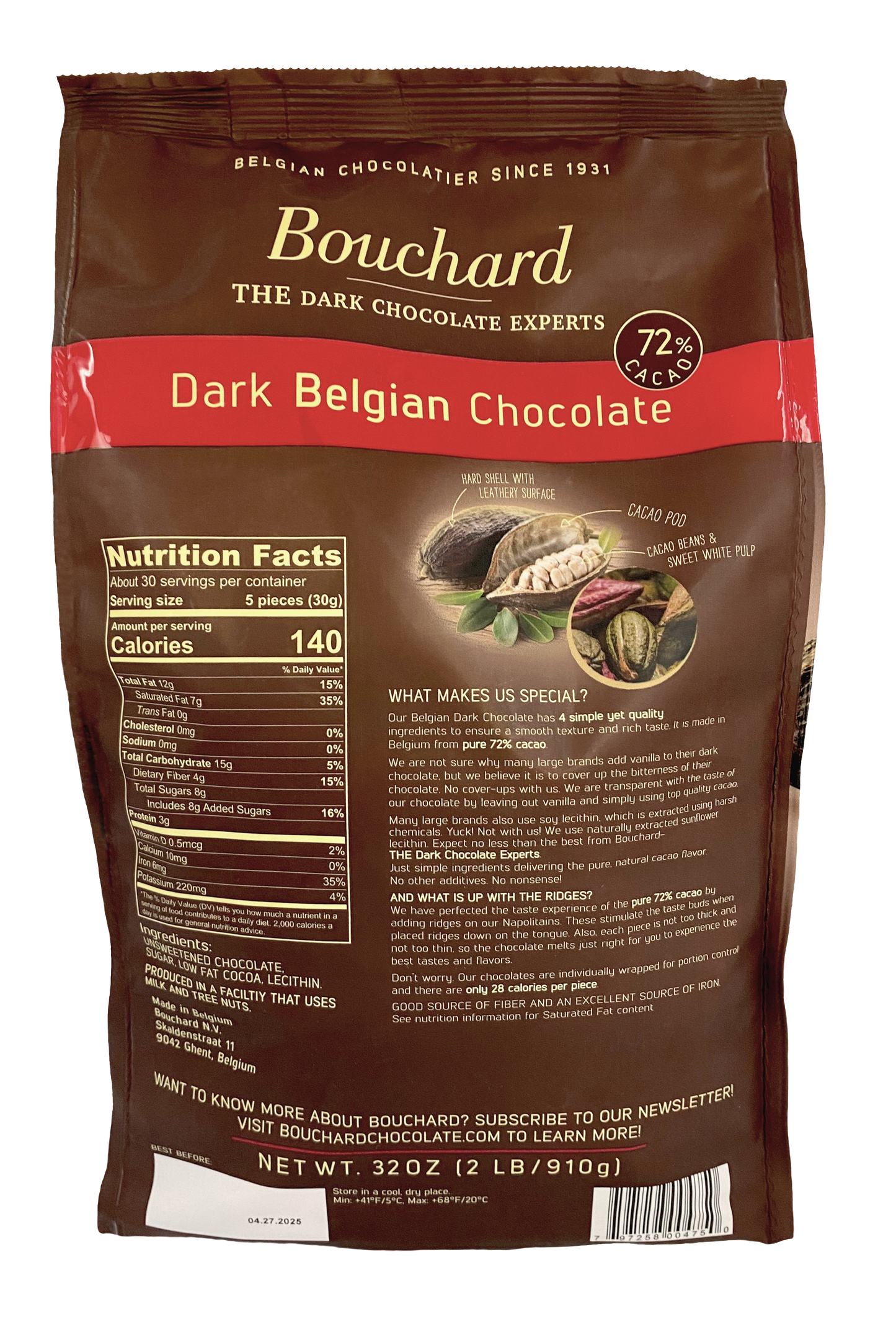 NEW 2LB BAG - TEST PRODUCTION: Belgian 72% Dark Chocolate Napolitains