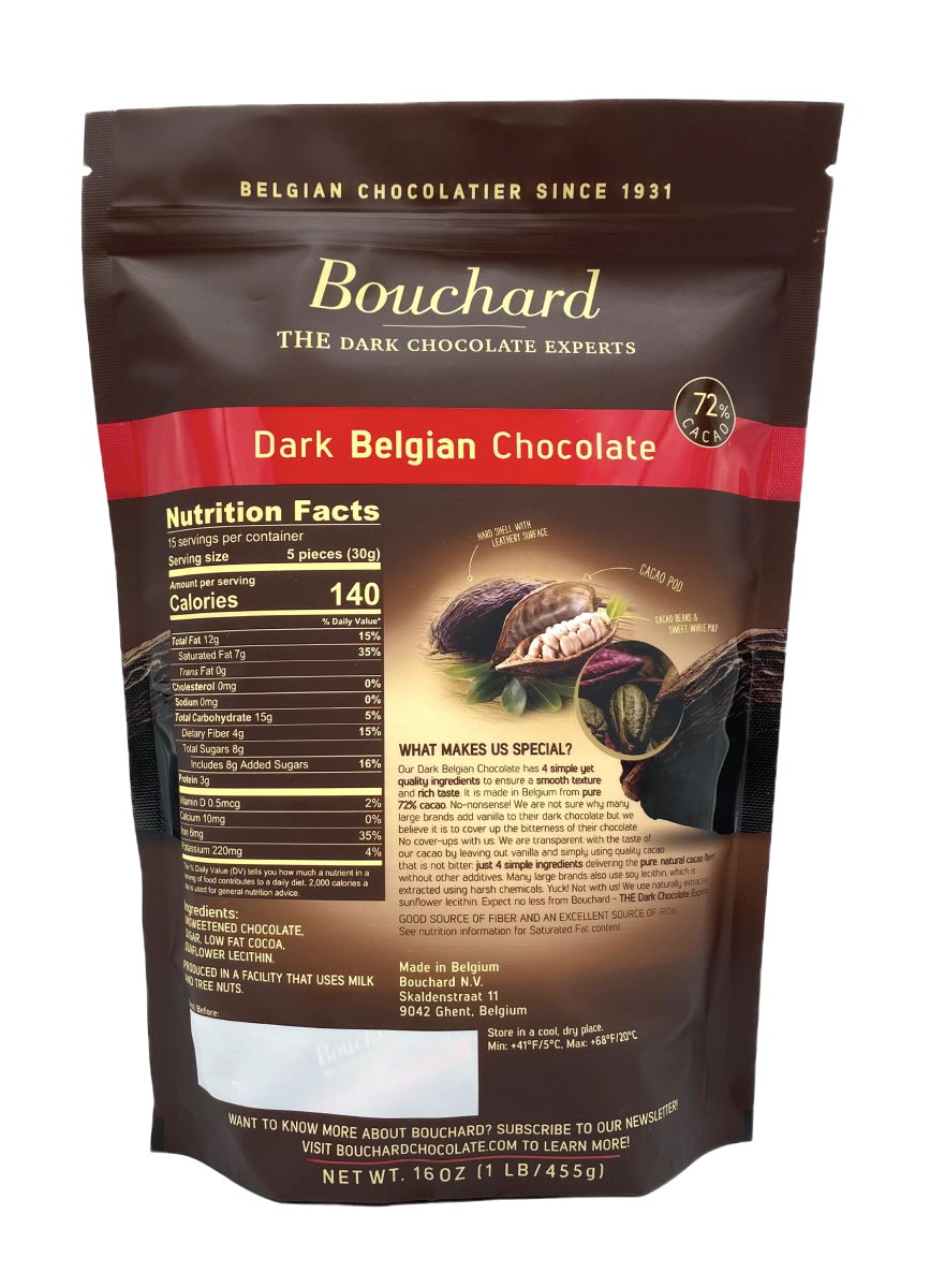 Belgian Dark Chocolate Napolitains (72% Cacao) 16 OZ (1 LB/455g)