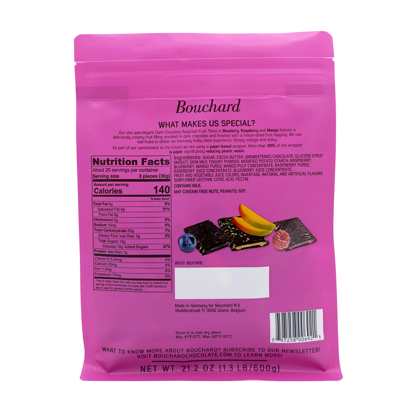 PRESALE - Dark Chocolate Fruit Thins - Assorted - 21.2 OZ (1.3 LB/600g)