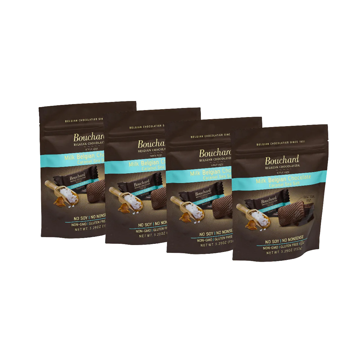 Belgian Milk Chocolate Caramel Sea Salt Napolitains 5.29 OZ (150g) (4 Pack)