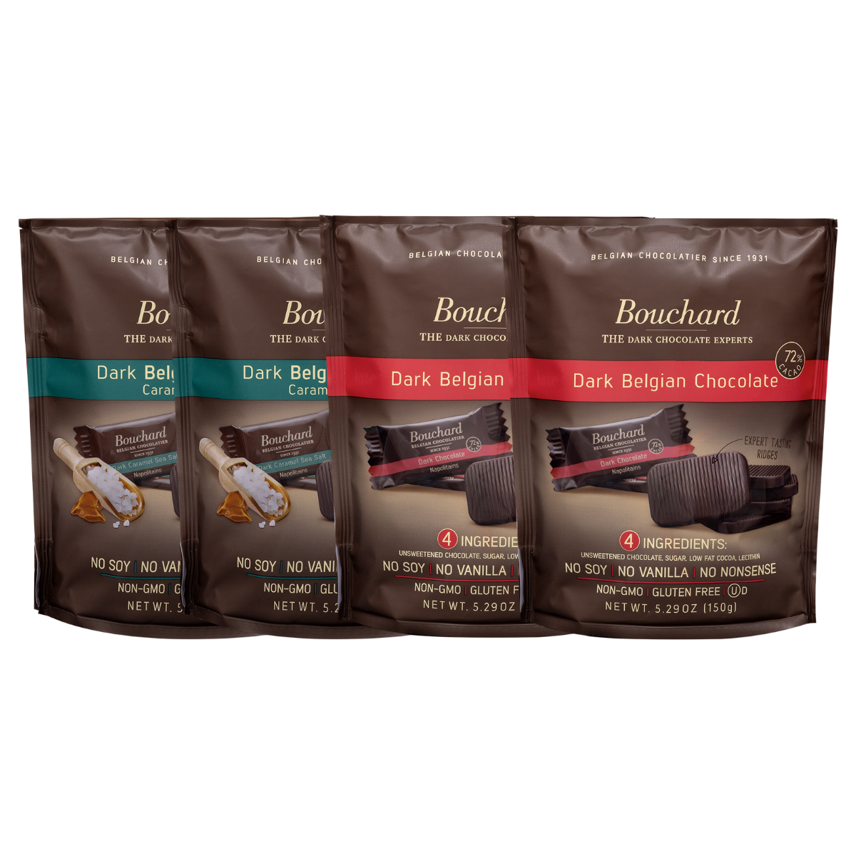 Belgian Dark Chocolate Combo Pack - 5.29 OZ (150g) (4 Pack)