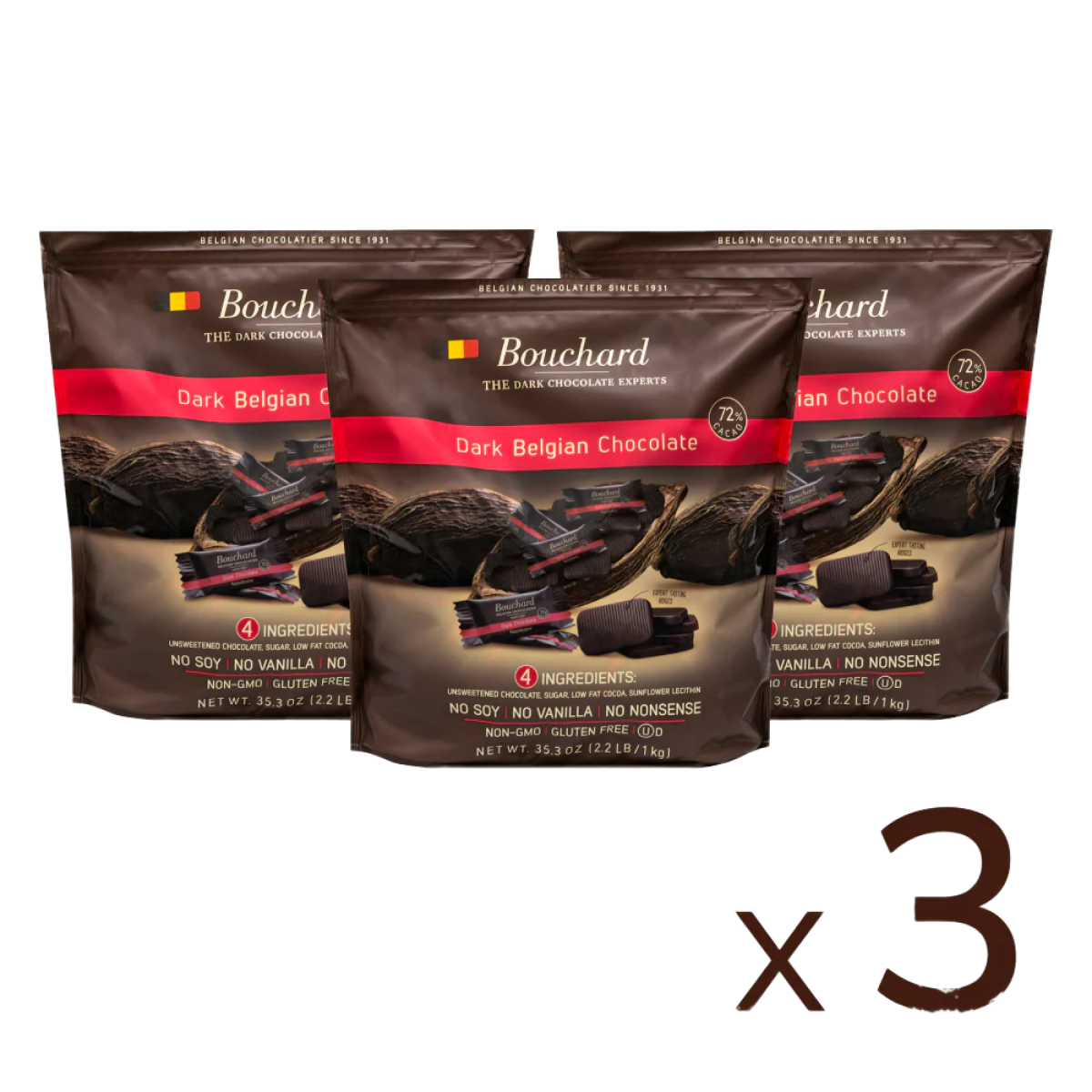 Dark Chocolate Expert Bundle - 1KG (72% Cacao) (3 Pack)