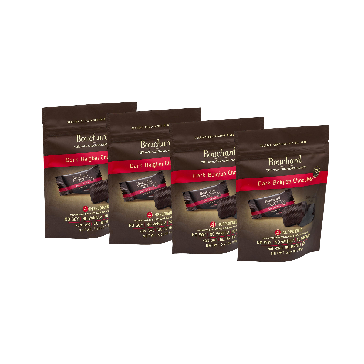 Belgian Dark Chocolate Napolitains (72% Cacao) 5.29 OZ (150g) (4 Pack)