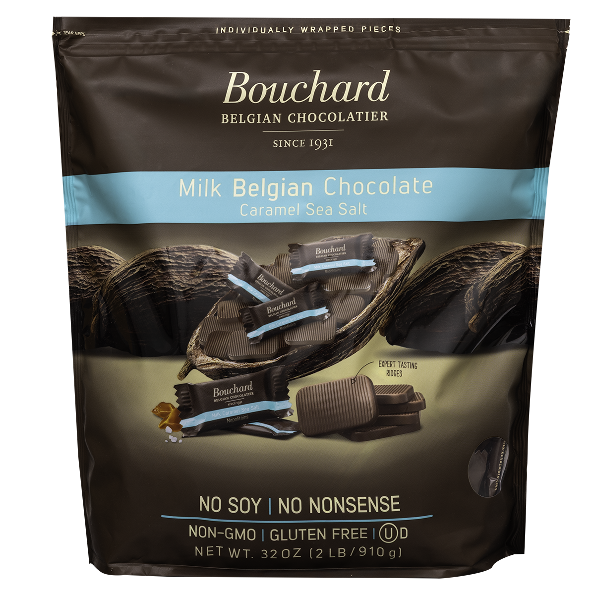 Belgian Milk Chocolate Caramel Sea Salt Napolitains 32 OZ (2 LB/910G)