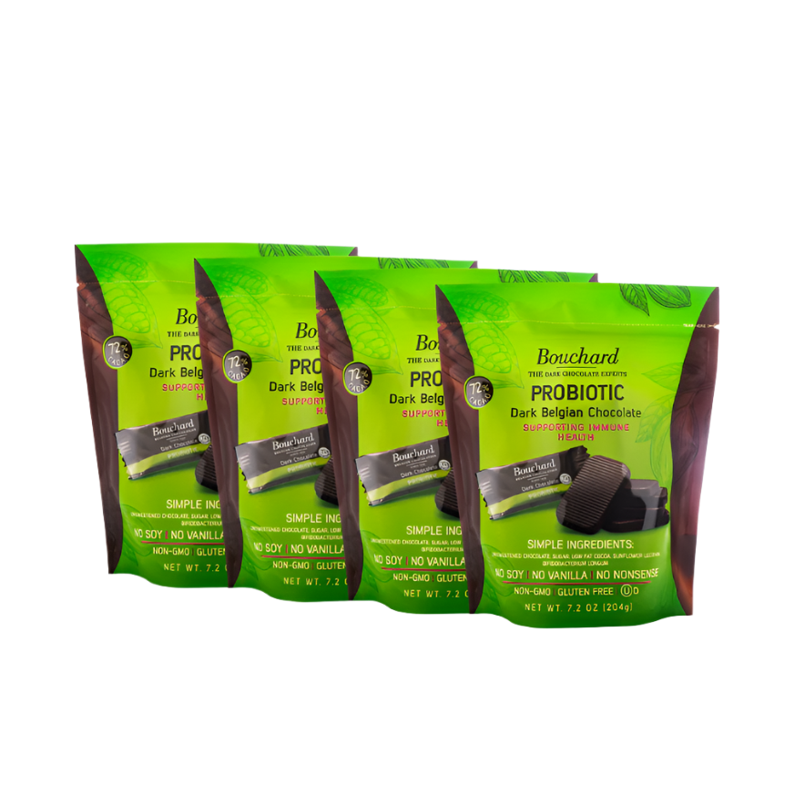 Probiotic Belgian Dark Chocolate Napolitains (72% Cacao) 7.2 OZ (204g) (4 Pack)