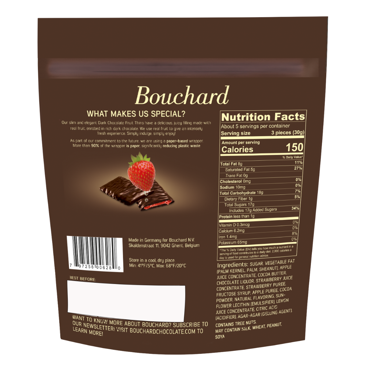Dark Chocolate Strawberry Thins - 5.3 OZ (.3 LB/150g) – Bouchard