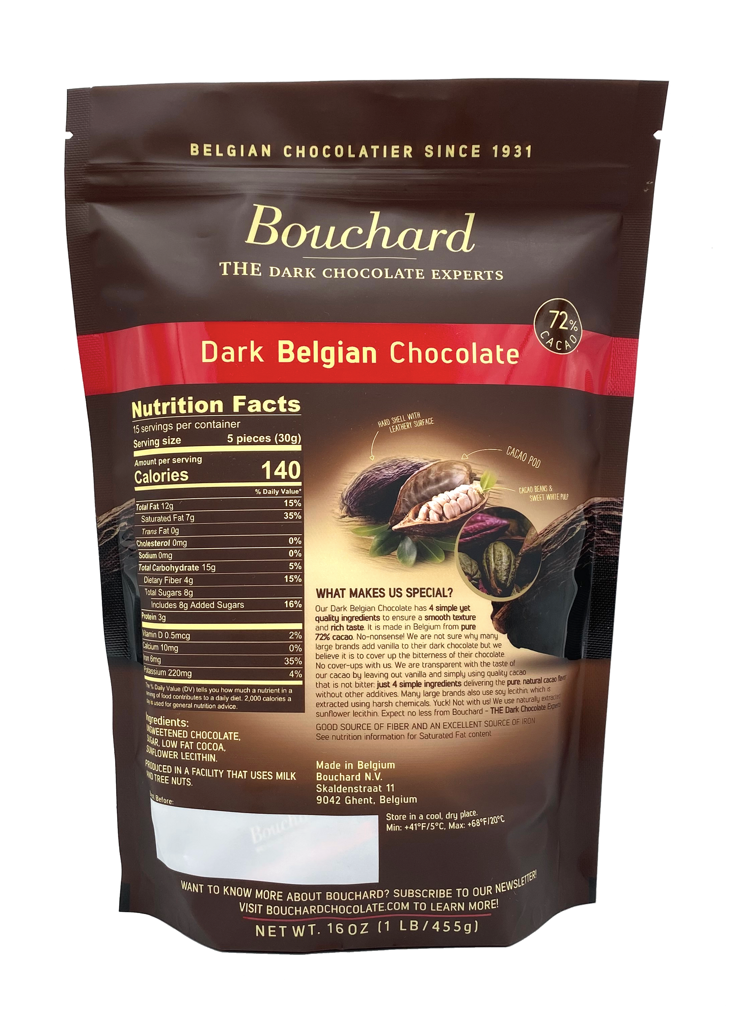 Belgian Dark Chocolate Napolitains (72% Cacao) 16 OZ (1 LB/455g)
