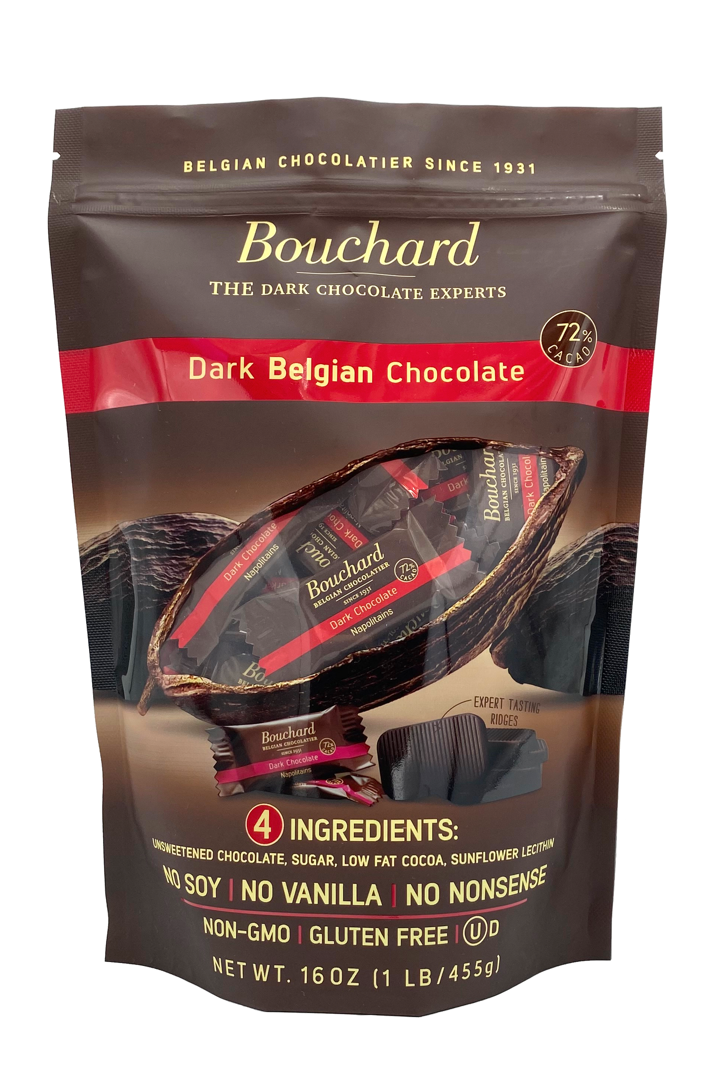 1 LB Belgian 72% Dark Chocolate Napolitains (10 Pack)