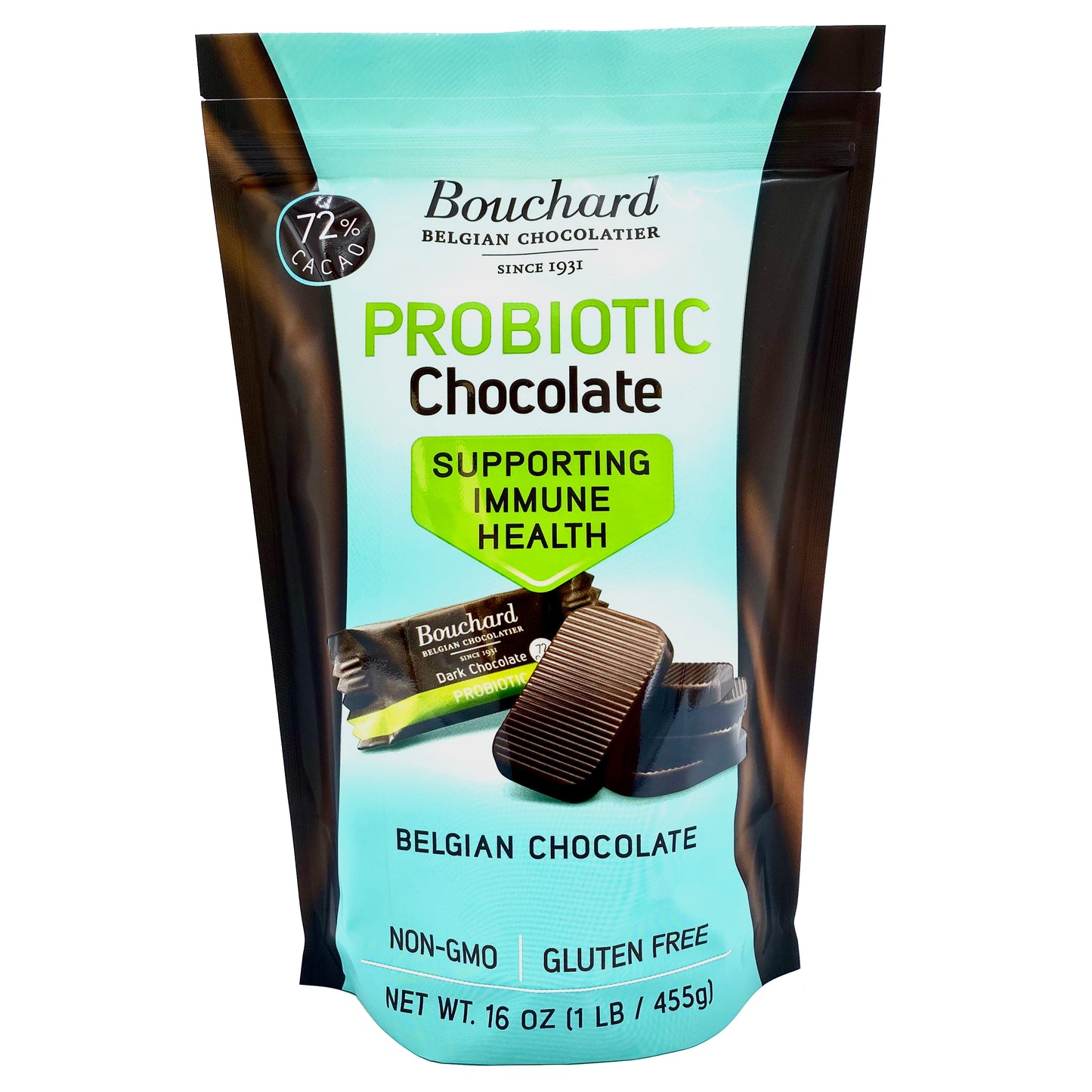 Probiotic Belgian Dark Chocolate Napolitains (72% Cacao) 16 OZ (1 LB/455g)